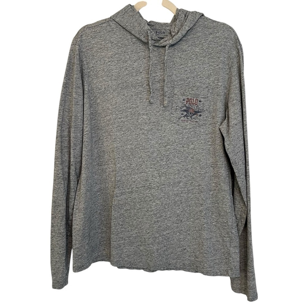 Polo Ralph Lauren Men’s American Flag Hoodie Shirt Heather Grey Medium Patriotic